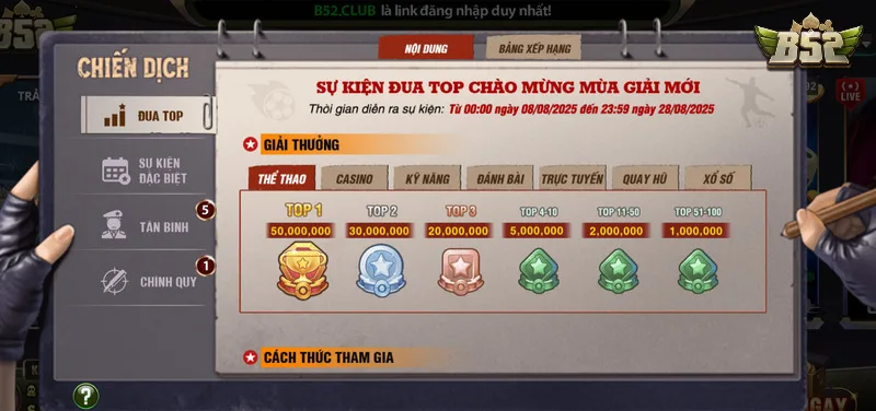 Hướng dẫn nhận code B52club qua các sự kiện